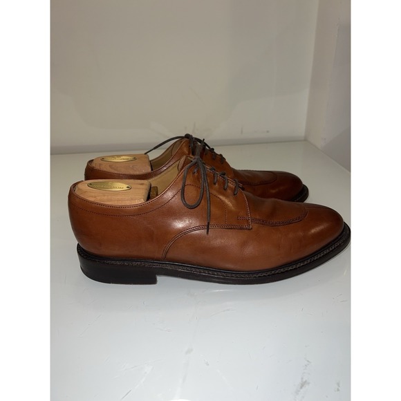Loake Split Toe Oxfords Lace Up Dress Shoes Men Size 9 Brown Leather France - Picture 2 of 9